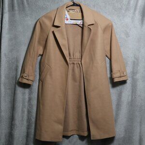 River Island Trench Coat Womens 14 Beige Long Overcoat